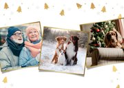 Kerstkaart met eigen foto van hond en pootafdrukjes in goud 2