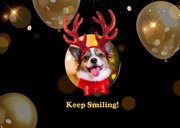 Kerstkaart met gouden heliumballonnen, eigen foto en props 2