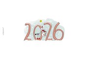 Kerstkaart met jaartal en babies 2