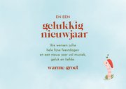 Kerstkaart met vrolijke illustratie van zingend roodborstje 3