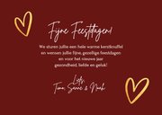 Kerstkaart rood met foto boog hartjes goudlook 3