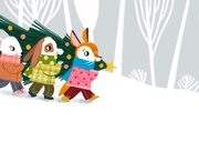 Kerstkaart schattige bende met kerstboom 2