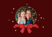 Kerstkaart stijlvol fijne feestdagen sterren strikjes goud 2