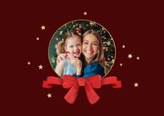 Kerstkaart stijlvol fijne feestdagen sterren strikjes goud 2