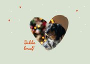 Kerstkaart teckel hartjes sjaal sneeuw met foto 2