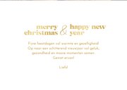 Kerstkaart vier foto's gouden spetters merry christmas  3