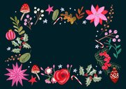 Kerstkaart vrolijke bloemen modern roze Achterkant
