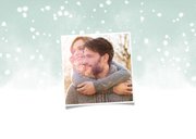 Kerstkaart Warm Wishes fotocollage met waterverf en sneeuw 2