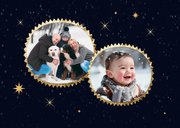 Kerstkaart winter ijsbeer foto sterren goud fijne kerst 2026 2