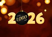 Kerstkaart zakelijk trendy 2026 kerstbal goud met logo 2