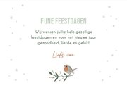 Kerstkaartje fotocollage maan roodborstje en vlokjes 3