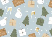 Kerstkaartje Merry Birthday met illustraties 2