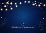 Kerstmenu kaart blauw lampjes goudlook 2