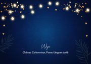 Kerstmenu kaart blauw lampjes goudlook 2