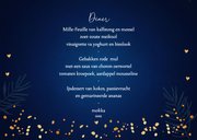 Kerstmenu kaart blauw lampjes goudlook 3