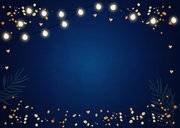 Kerstmenu kaart blauw lampjes goudlook Achterkant