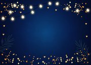 Kerstmenu kaart blauw lampjes goudlook Achterkant