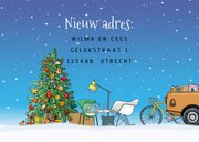 Kerstverhuiskaart gele pickup geel 3