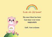 Kinderfeestje kaart met regenboog beertje 3