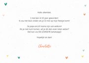 Kinderfeestje uitnodiging meisje wegwijzers hartjes foto 3