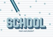 Kinderkaartje veel plezier op school potloden blauw 2