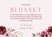 Klassieke bedankkaart met foto's in roze met aquarel rozen 3