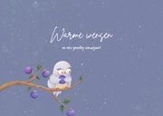 Knusse winterkaart met muis en uil 2