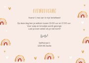 Lentefeest uitnodiging regenboog meisje goud hartjes foto 3