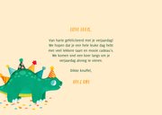 Leuke verjaardagskaart met dino en feesthoedjes 3