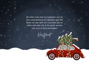 Leuke zakelijke kerstkaart transport met auto en kerstboom 3