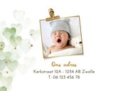 Lief geboortekaartje hartjes waterverf groen goudfolie 2