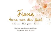 Lief geboortekaartje watercolor hartjes foto confetti goud 3