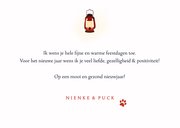 Liefdevolle kerstkaart - Teckel met lampjes in de sneeuw 3