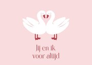 Lieve valentijnskaart met illustratie van twee zwanen 2