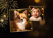Liggende kerstkaart 2027 3D met vuurwerk 2