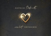 Luxe zakelijke kerstkaart gouden jaartal en sprankelend hart 2