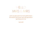 Minimalistisch felicitatiekaartje hello mrs & mrs met hartje 3