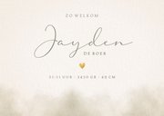 Minimalistisch geboortekaartje met groene waterverf & hartje 3