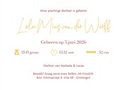 Minimalistisch stijlvol geboortekaartje met foliedruk naam 3
