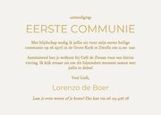 Minimalistische communiekaart met foto's en gouden kerkje 3