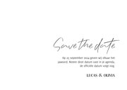 Minimalistische save the date kaart met grote datum  3