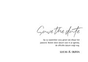 Minimalistische save the date kaart met grote datum  3