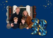 Moderne fotokerstkaarten met marmeren 2026 blauw 2