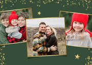 Moderne kerstkaart met eigen foto en goudlook confetti kader 2