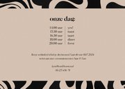 Moderne trouwkaart zwarte swirl beige achtergrond typografie 2