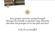 Moderne vakantiekaart groetjes uit collage zon goud 3