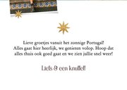Moderne vakantiekaart groetjes uit collage zon goud 3