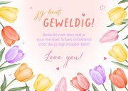 Moederdagkaart fleurige aquarel tulpen 3