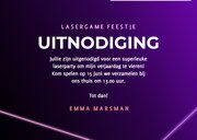 Neon fotokaart uitnodiging kinderfeestje meisje laser gamen 3