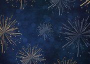 Nieuwjaarskaart 2026 met klok op 12 uur en vuurwerk Achterkant